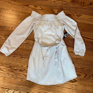 White Off-the-shoulder Striped Dress - Express